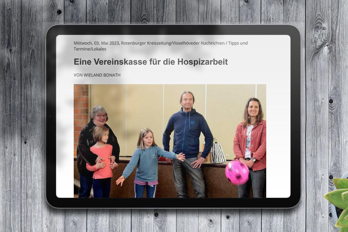 Eine Vereinskasse für die Hospizarbeit - Artikel aus der Rotenburger Kreiszeitung